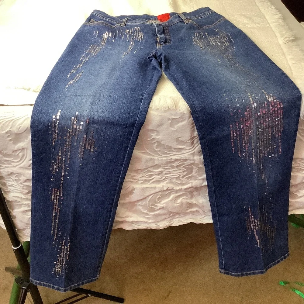 EUC Very Vera jeans sequins bling sz. 6P - Picture 4 of 11